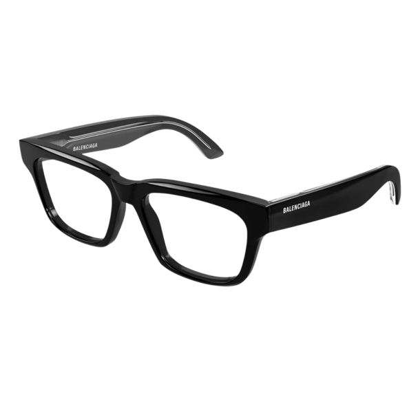 Balenciaga Logo Temple Square Eyeglasses Black