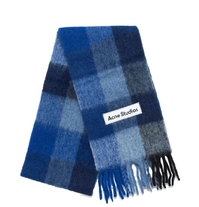 Acne Studios - Mohair checked scarf - Dark Navy/Black/Blue