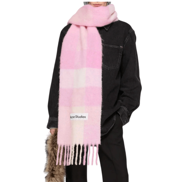 Acne Studios - Mohair checked scarf - Candy Pink/White/Pale Pink