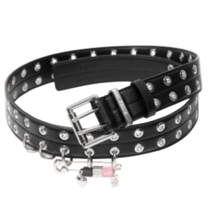 GANNI Black Double Eyelet Belt 