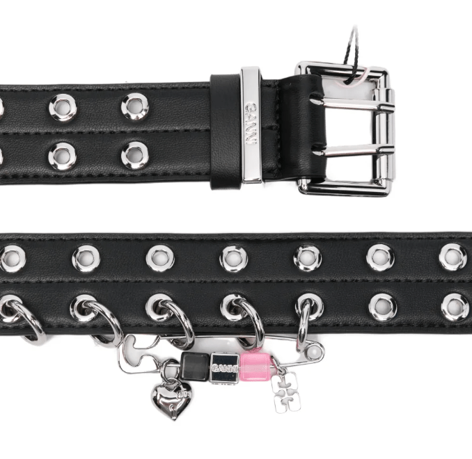 GANNI Black Double Eyelet Belt 