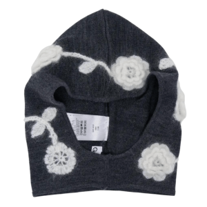 Ganni Crochet-Flowers Balaclava in Gray