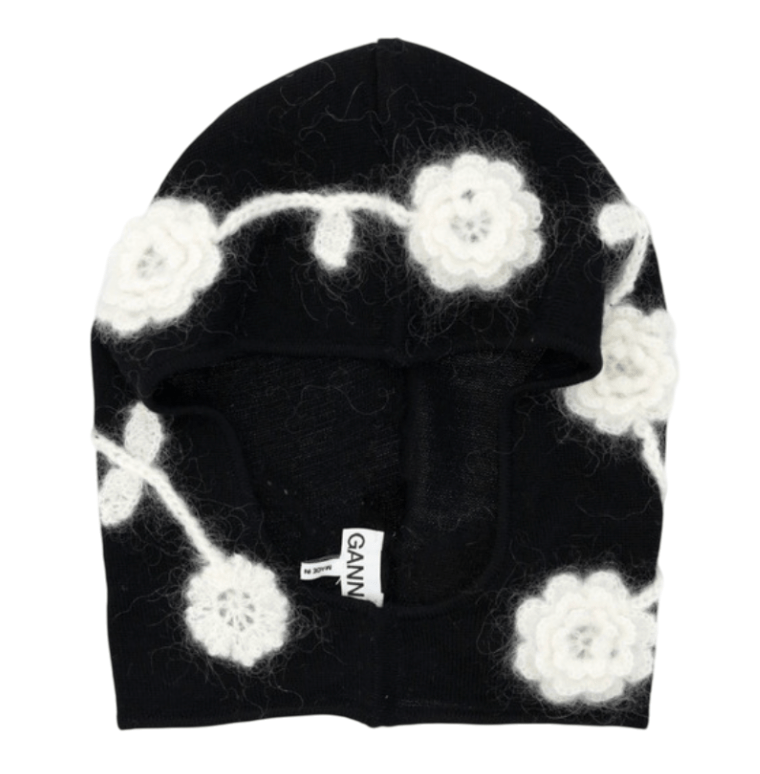 Black Flower Balaclava Black