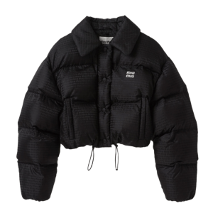 (W) Miu Miu Nylon Cropped Down Jacket Black
