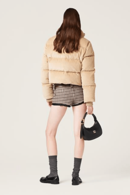 (W) Miu Miu Velvet Down Jacket Sand Beige