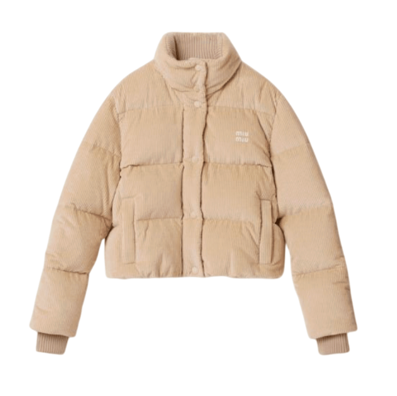 (W) Miu Miu Velvet Down Jacket Sand Beige