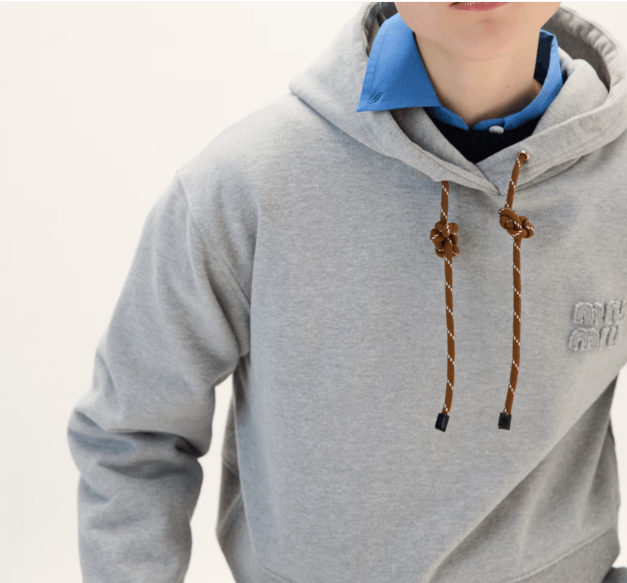 (W) Miu Miu Cotton Fleece Sweatshirt Grey