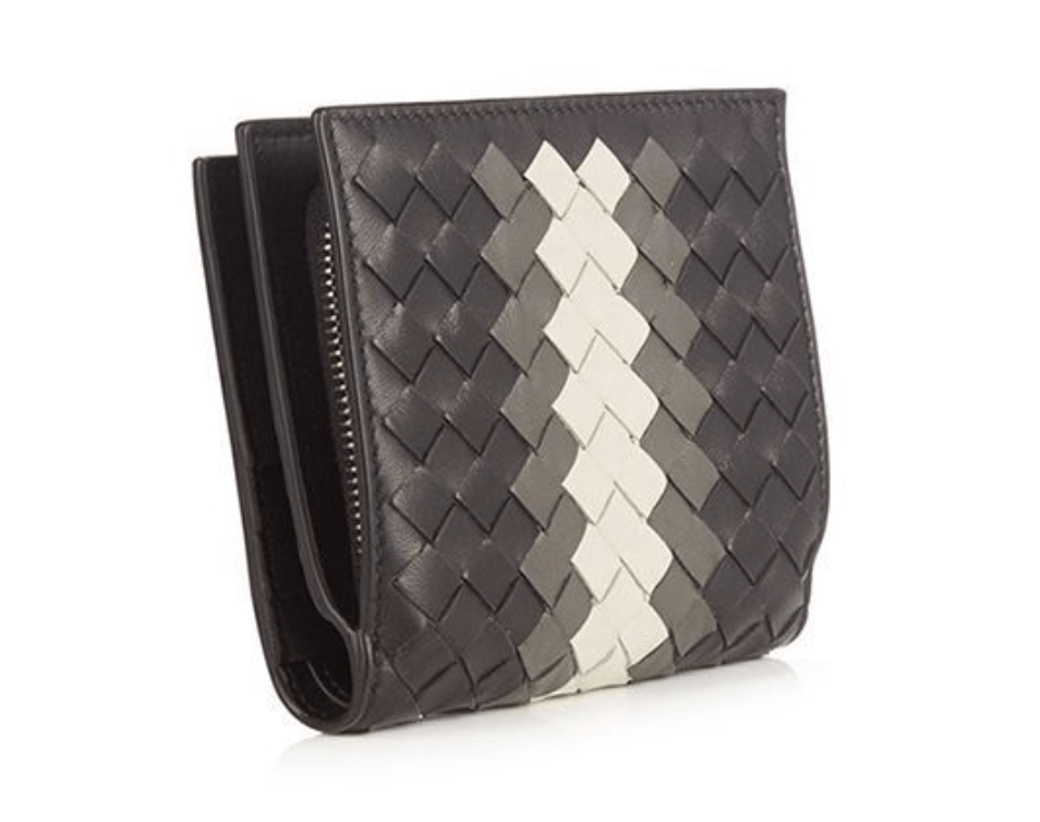 Bottega Veneta Intrecciato Bi-Fold Wallet Black Charcoal