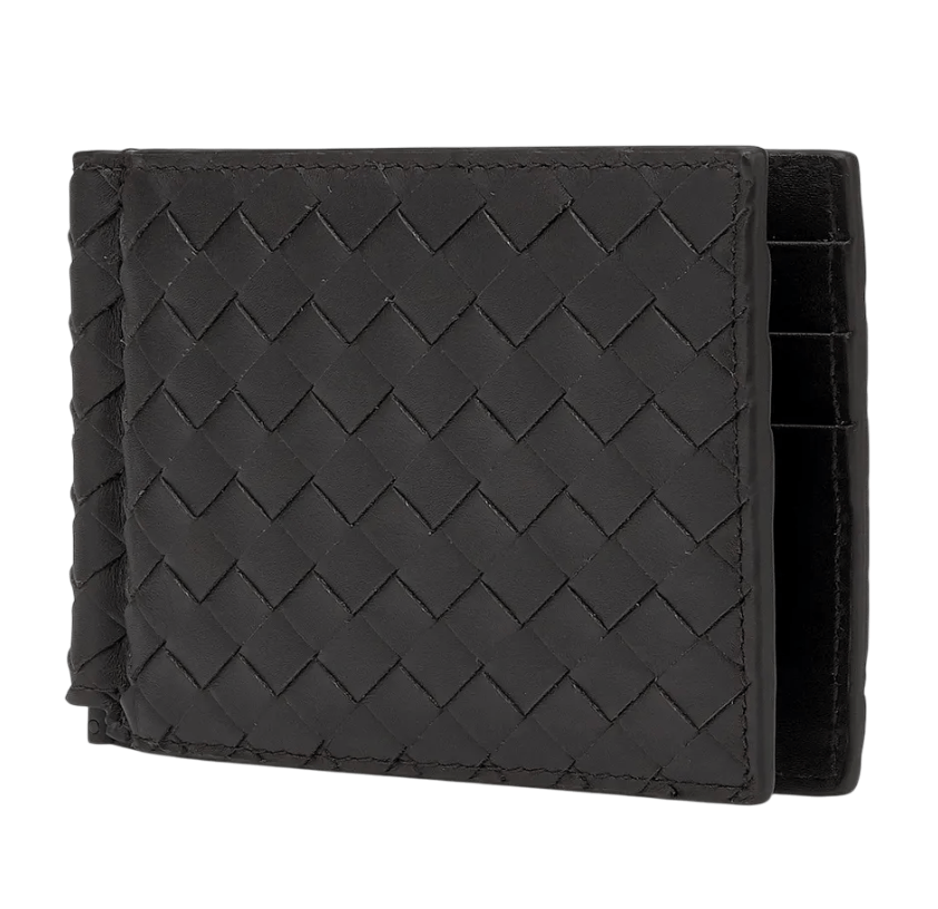 Bottega Veneta Money Clip Bi-Fold Wallet Brown