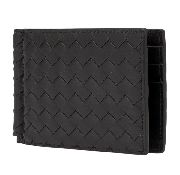 Bottega Veneta Money Clip Bi-Fold Wallet Brown