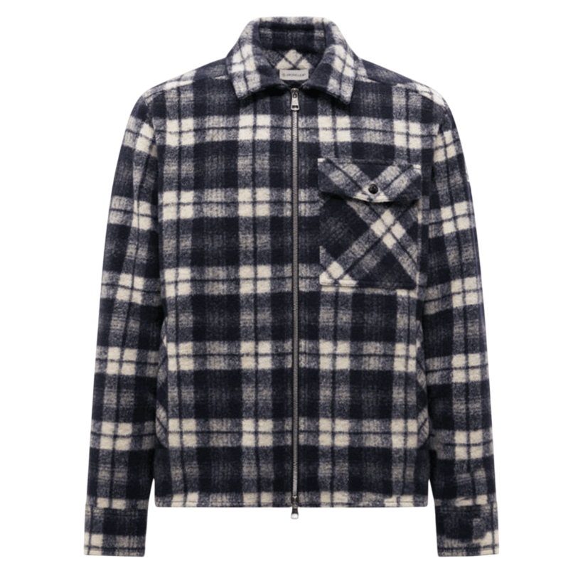 Moncler Long Sleeve Tartan Shirt White Blue - 25FW