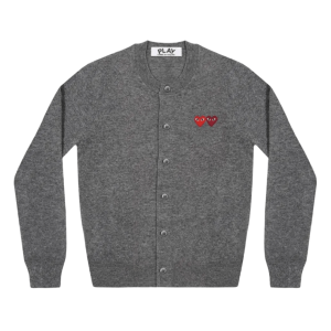 Play Comme des Garcons Double Heart Cardigan Grey