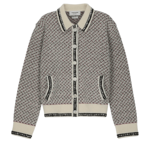 Merino Wool Bouclé & Mohair Tweed Polo Collar Cardigan – Seasonal Multi