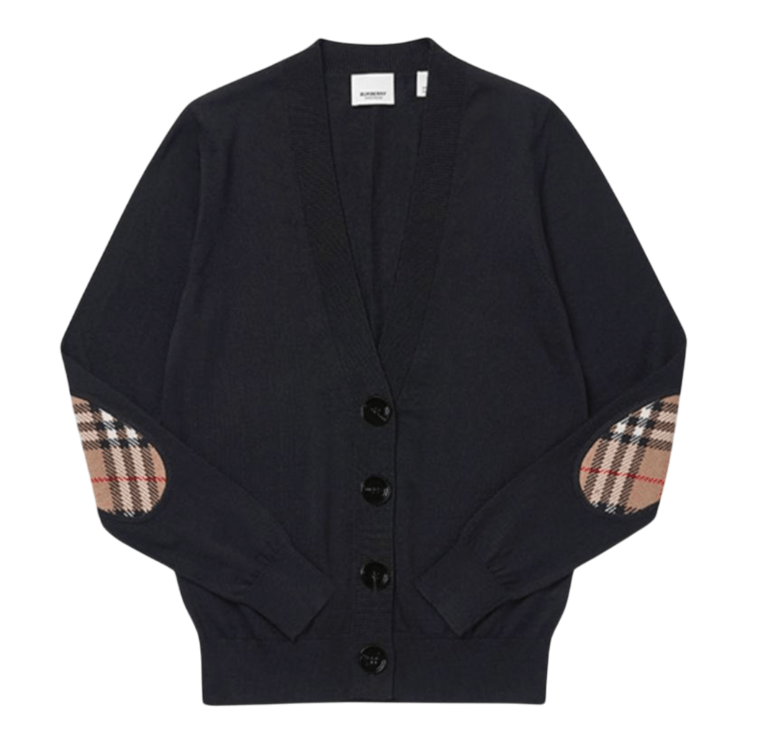 Burberry Dornoch Check Patch Wool Cardigan Black