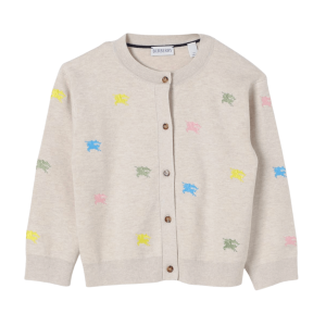 (Kids) Burberry EKD Embroidered Cardigan Wheat
