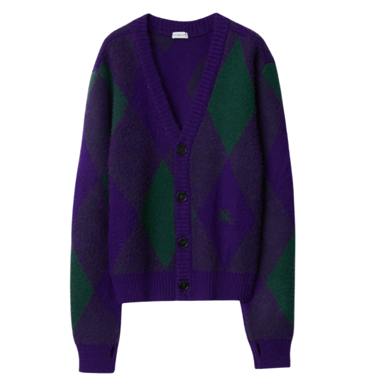 Burberry Argyle Wool Cardigan Royal