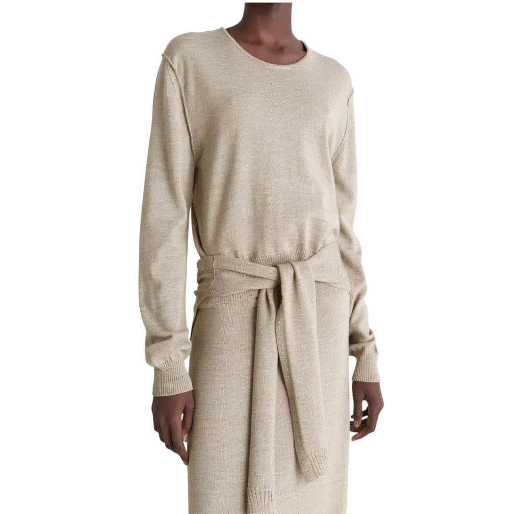 TROMPE L'OEIL CREW NECK JUMPER - LIGHT TAUPE