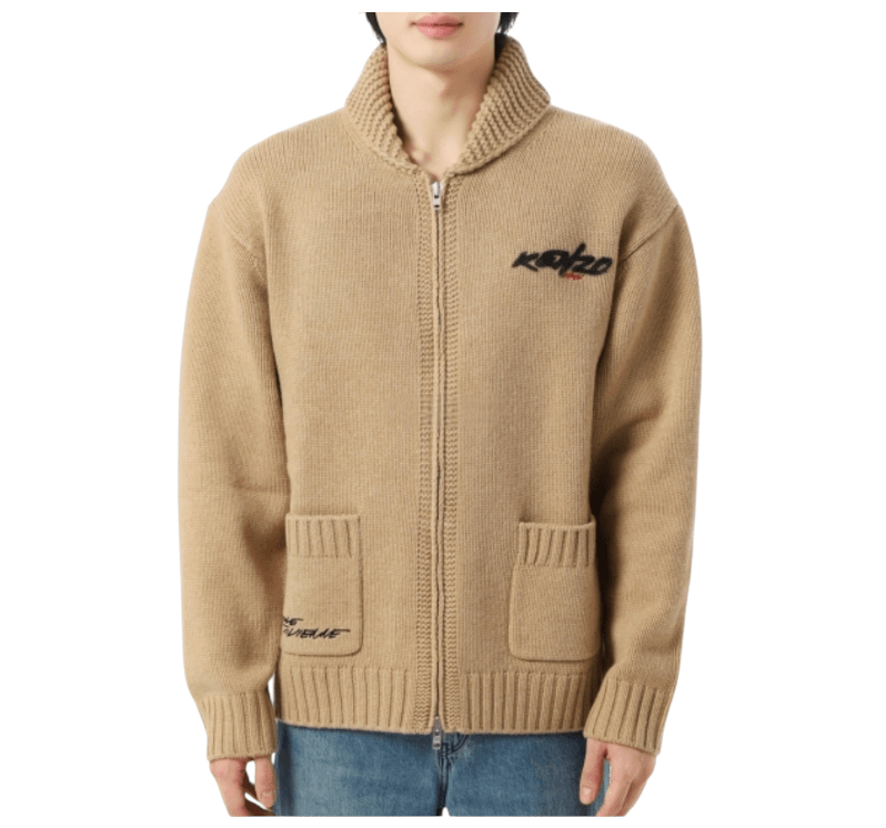 KENZO Neutral x Futura 2000 Zipped Cardigan in Wool Knit 