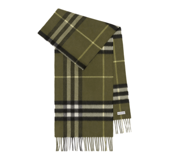 Burberry Check Cashmere Scarf Pea