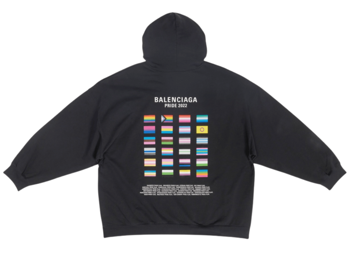 Balenciaga Pride 22 Boxy Fit Hoodie Black