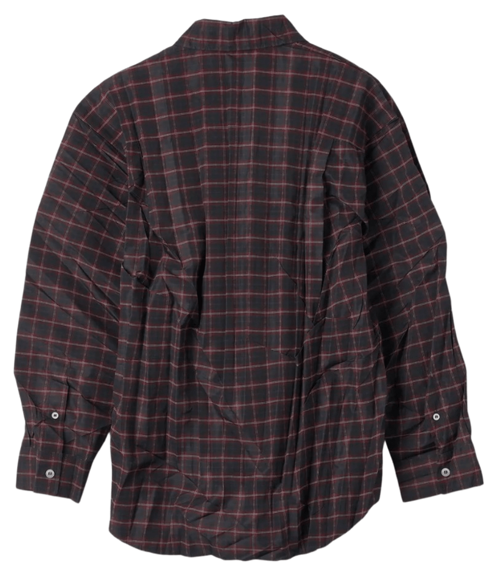Balenciaga Check Pleats Shirt Burgundy