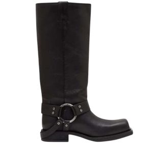 Leather buckle boots - Black
