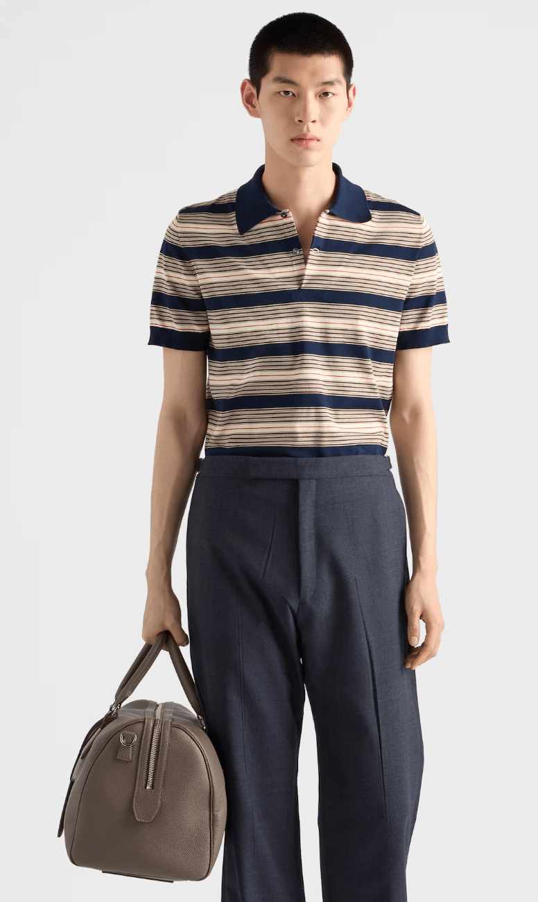 Striped cotton polo shirt