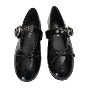 Miu Miu Black Ballerina Flats in Patent Leather 