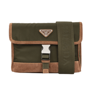 Prada Re-Nylon and Suede Smartphone Case Musk Green Cocoa