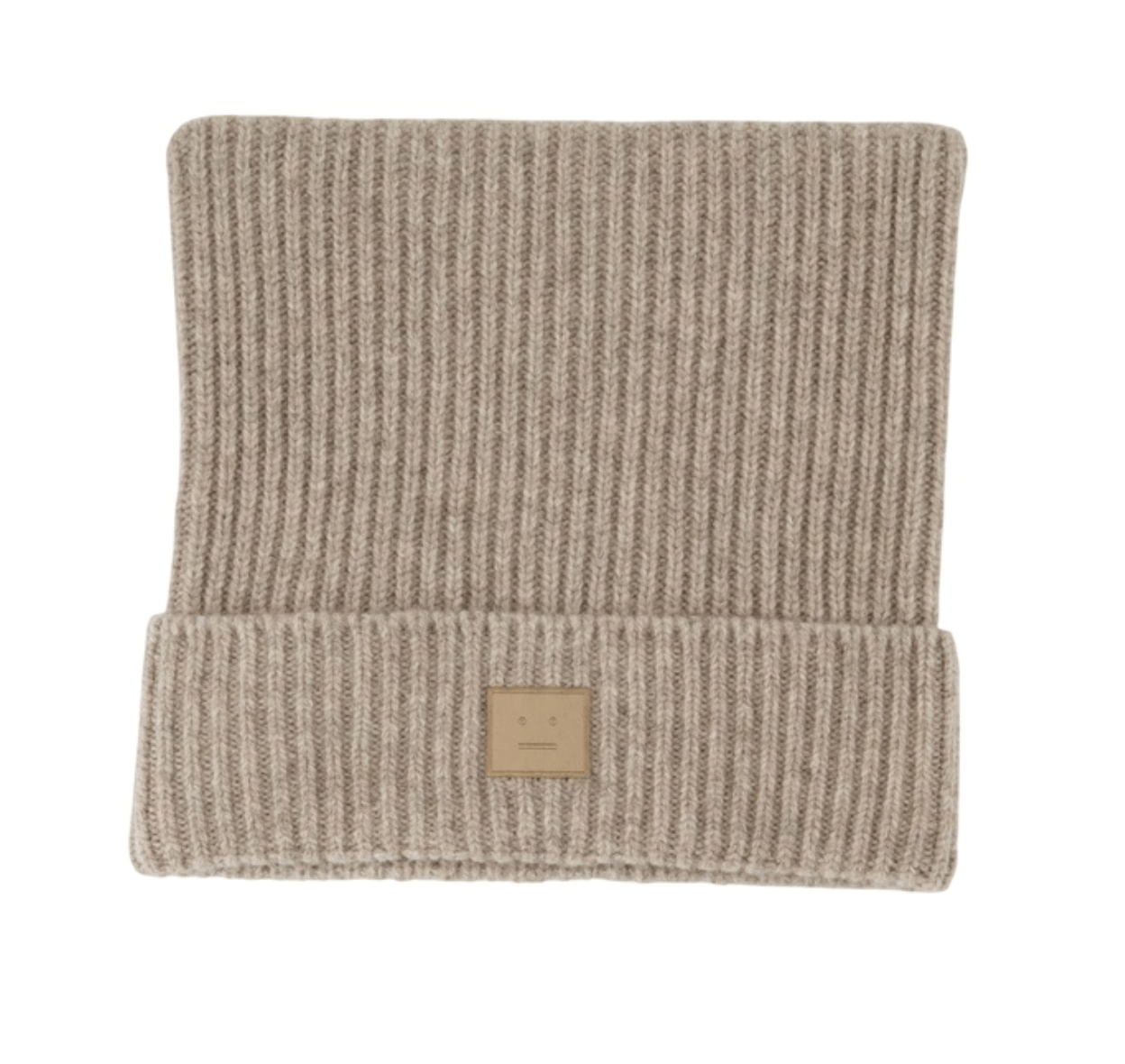 Acne Studios Face Logo Square Beanie Greige Melange