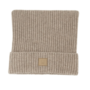 Acne Studios Face Logo Square Beanie Greige Melange