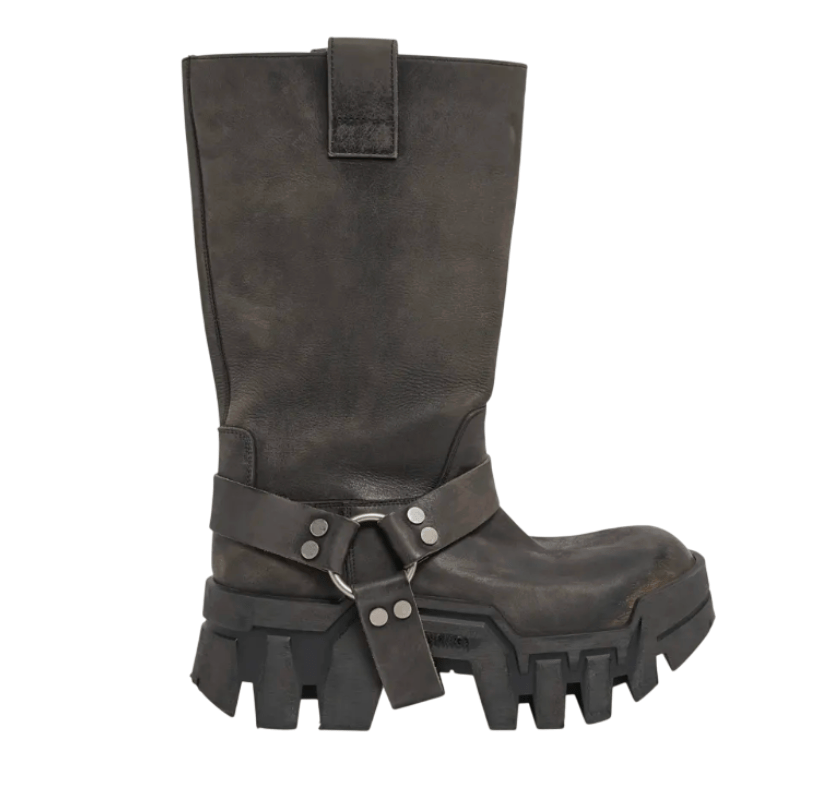 Balenciaga Bulldozer Leather Harness Moto Boots