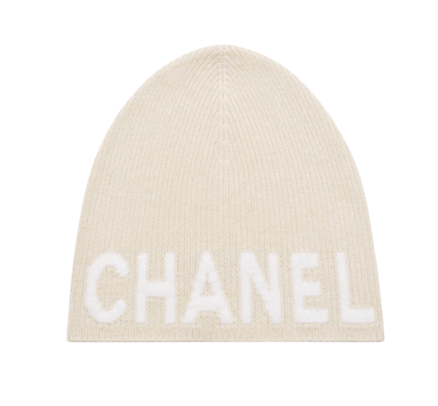 Chanel Beanie Cashmere & Beige White