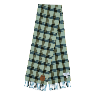 Ganni Check Wool Scarf Green