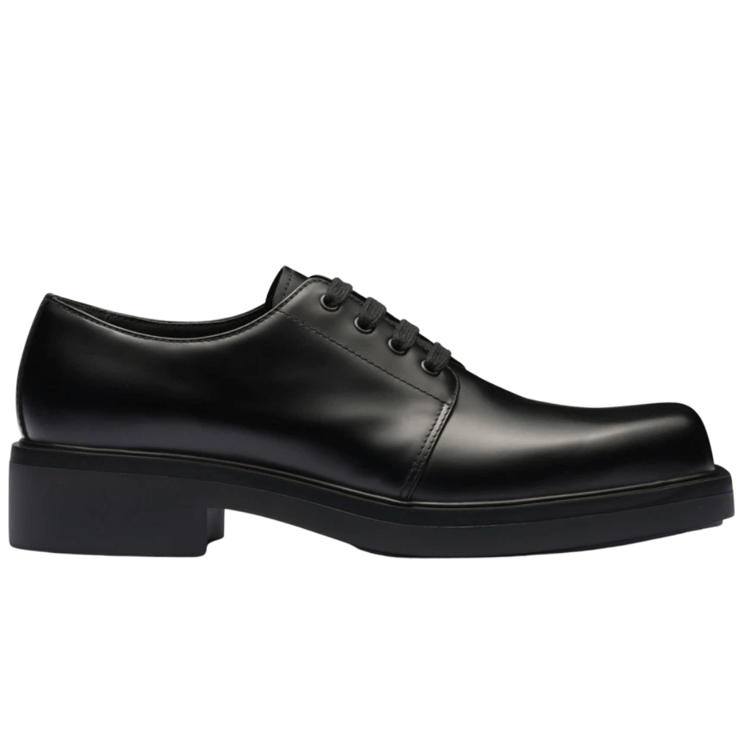 Prada Brushed Leather Derby shoes Black