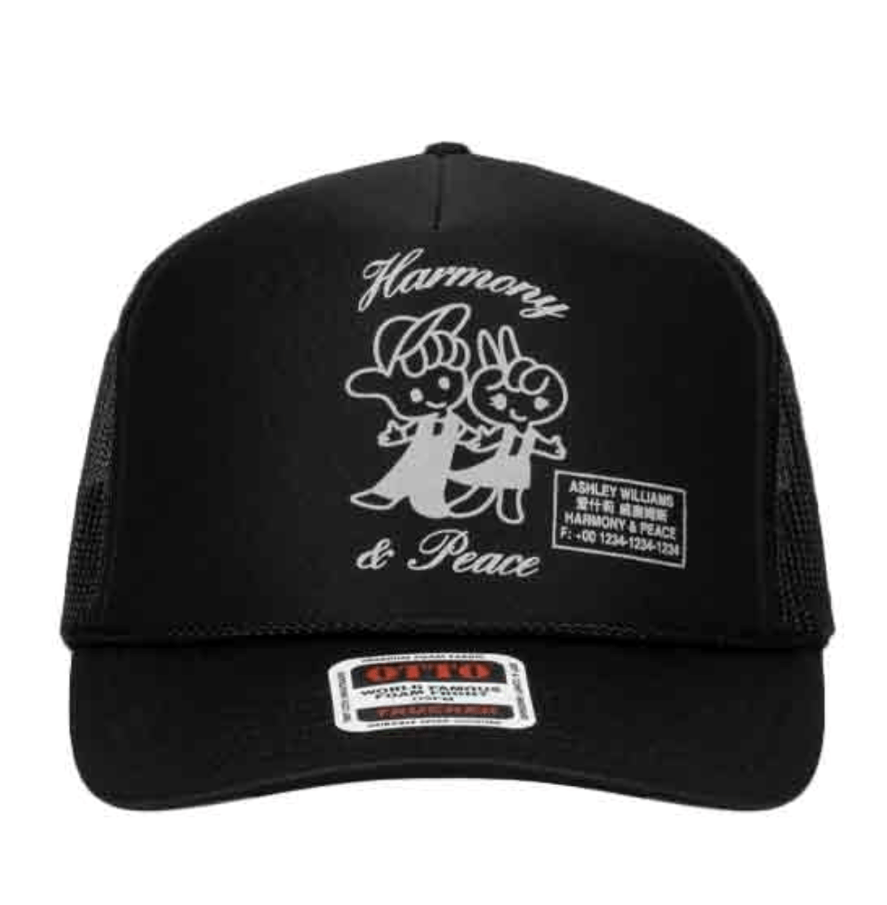 Ashley Williams – Harmony & Peace Black Trucker Cap