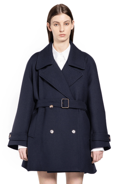 LOEWE – Wool Blend Navy Double Coat