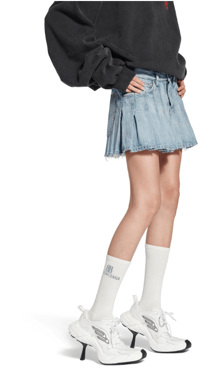 (W) Balenciaga Pleated Mini Skirt Light Blue