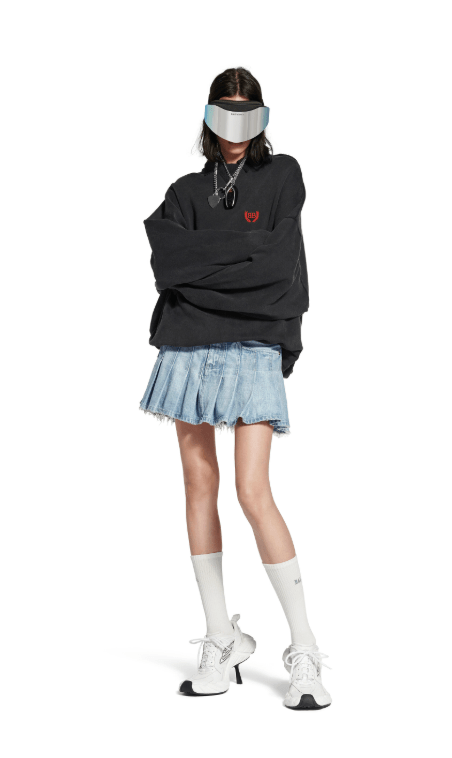 (W) Balenciaga Pleated Mini Skirt Light Blue