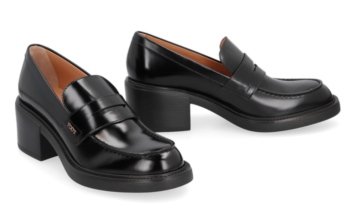 Tod's Leather loafers with round toe and block heel