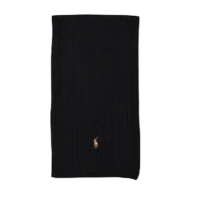 Pony Logo Embroidered Wool Scarf Black