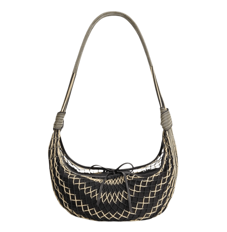 Lemaire Croissant Filt Bag Polyester Net Light Beige Black