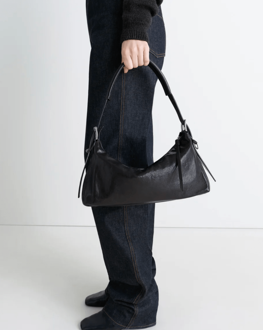 Belted Baguette Bag - Dark Chocolate