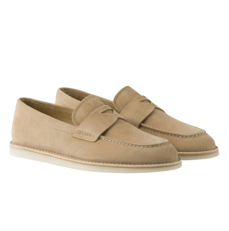 Bleached suede loafers