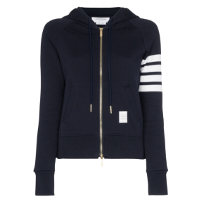 Thom Browne Diagonal Armband Cotton Zip-Up Hoodie 