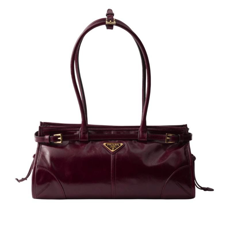 Burgundy Prada Bonnie Medium Leather Handbag