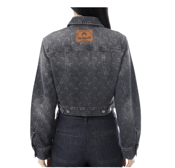 Marine Serre Moon Laser Grey Wash Denim Cropped Jacket