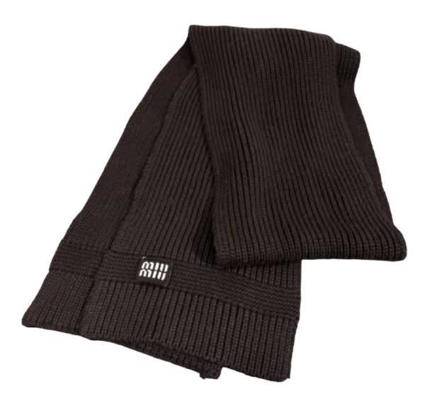 Miu Miu Cashmere Wool Midweight Scarf in Nero
