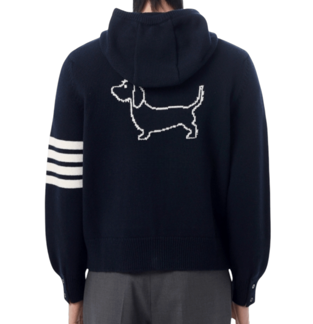 Thom Browne  HECTOR INTARSIA MERINO ZIP UP HOODIE