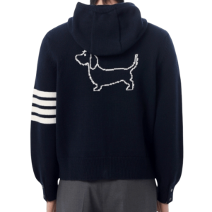 Thom Browne  HECTOR INTARSIA MERINO ZIP UP HOODIE